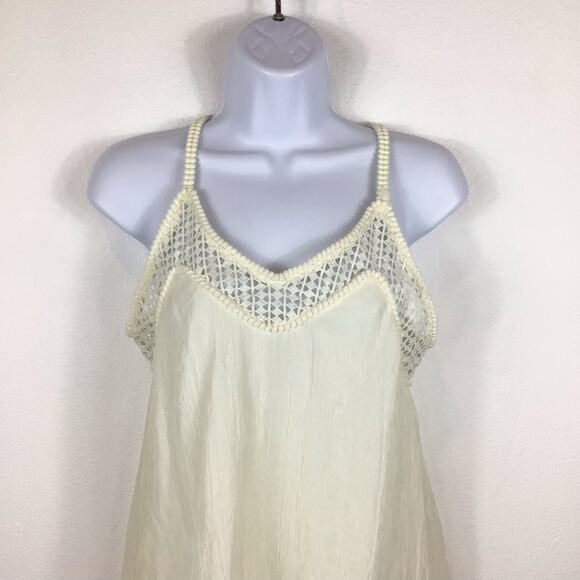 H&M Ivory Crinkle Chiffon & Eyelet Cover-Up Summer Dress size 4 - Picture 2 of 6